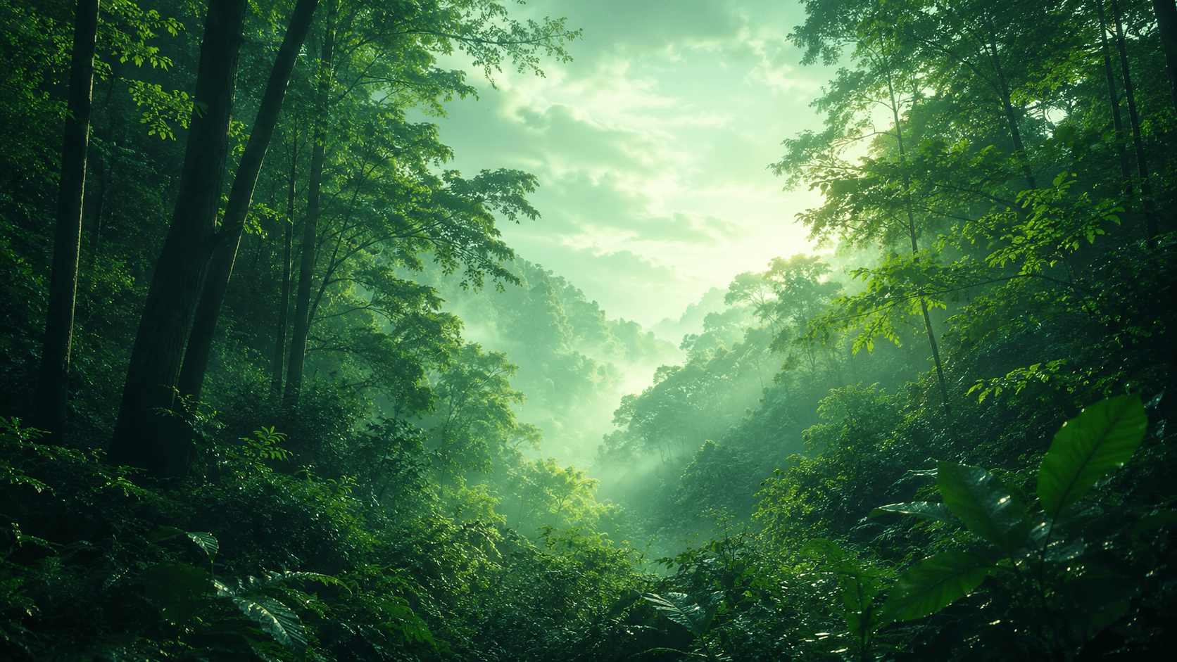 Green forest light