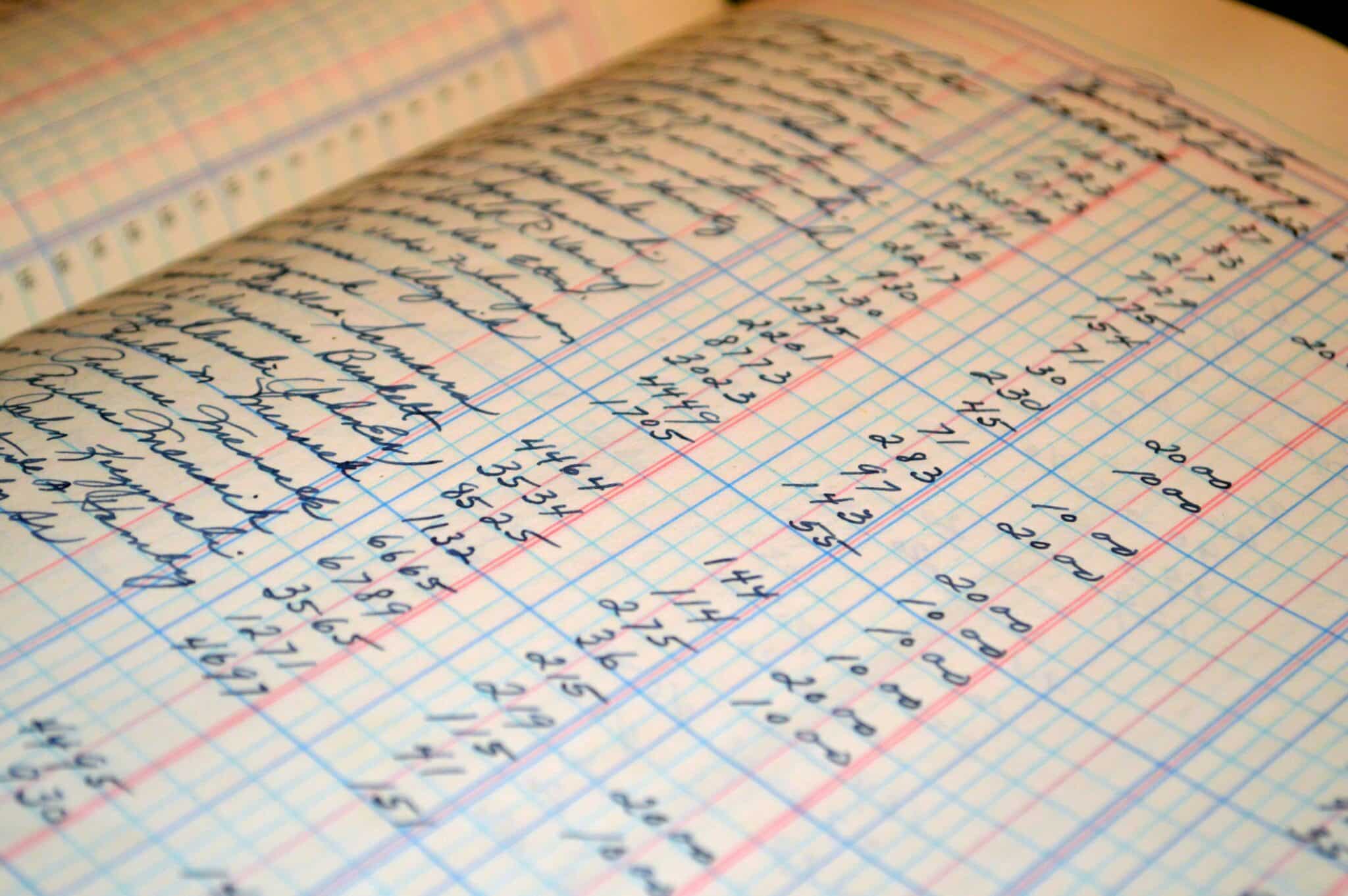 Organized bookkeeping records representing secure document handling
